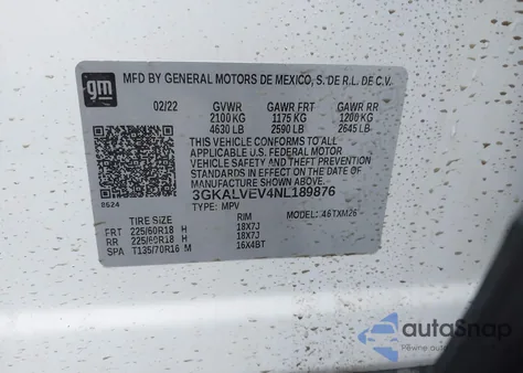 2022 GMC Terrain Awd Slt из США, поврежденный, VIN 3GKALVEV4NL189876